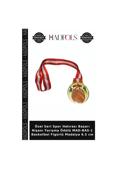 Özel Seri Spor Hatırası Başarı Nişanı Yarışma Ödülü Mad-bas-1 Basketbol Figürlü Madalya 6.5 Cm Çok Renkli