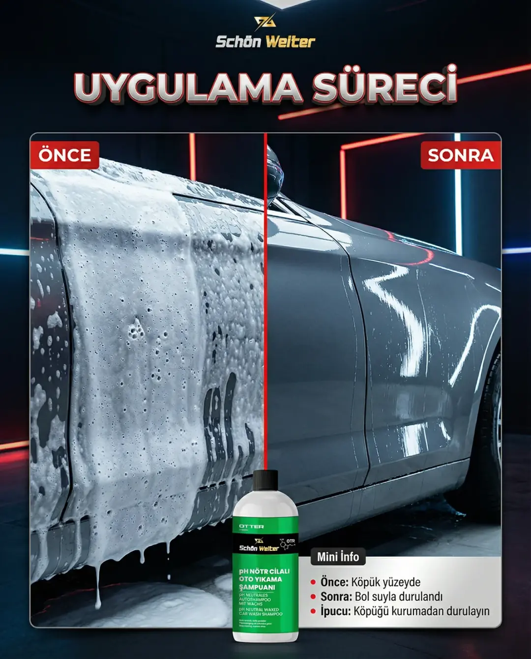 Araç Oto Ph Nötr Cilalı Oto Yıkama Şampuanı 500ml