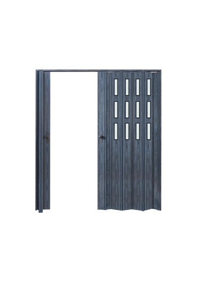 Faran Dekorasyon 170 x 215 Antrasit Renk Camlı Çift Açılım Pvc Akordiyon Kapı - FRNAKMODEL-0-152