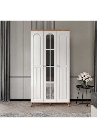 Bohem 3 Kapaklı Aynalı Komple Mdf Gardırop - Elbise Dolabı Bohem 3 Kapaklı Aynalı Komple Mdf Gardırop - Elbise Dolabı