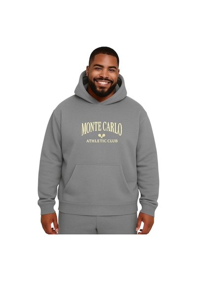Benroma Monte Carlo Baskılı Büyük Beden Unisex Sweatshırt Gri