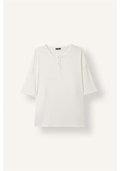 Defacto Henley Yaka Boxy Fit Kısa Kollu Tişört I5914ax26hswt34 Beyaz-wt34