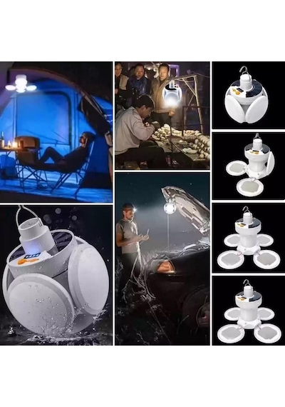 Sepetinegelsin 5 Ledli 3 Farklı Işık Modlu Açılıp Kapanabilir Led Kanatlı Güneş Enerjili Solar Aydınlatma Kamp Feneri