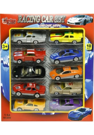 Vardem 10'lu Metal Model Araba Seti 1:64 Ölçek Die-cast Yarış Arabaları - 7 Cm Çok Renkli