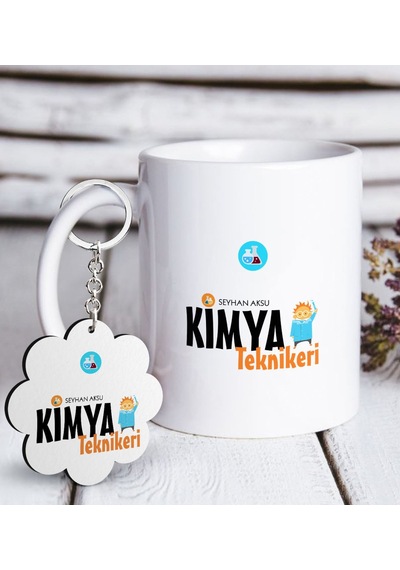 Kişiye Özel Mesleki Kimya Teknikeri Beyaz Kupa Ve Anahtarlık Hedi N11.6795