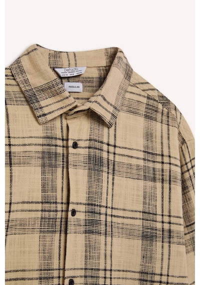 DeFacto %100 Pamuk Regular Fit Kareli Oduncu Flanel Uzun Kollu Gömlek D6727AX25SPBG540