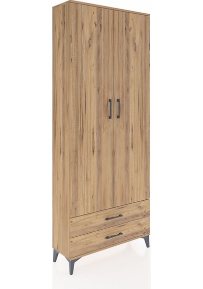 Arges Dolap 5 Raflı 2 Çekmeceli 2 Kapaklı 88x30x221 Çam-çam Atlas Çam