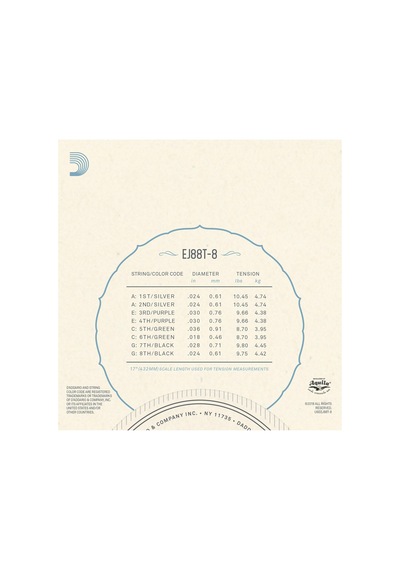 D'addario Ej88t-8 8 Telli Tenor Ukulele İçin Naylon Tel