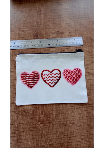 Wisheratelier Kalp Desenli Bez El Çantası