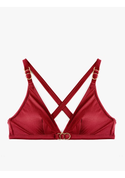 Koton Aksesuarlı Çapraz Askılı Bikini Üstü Bordo 6sak10033mm