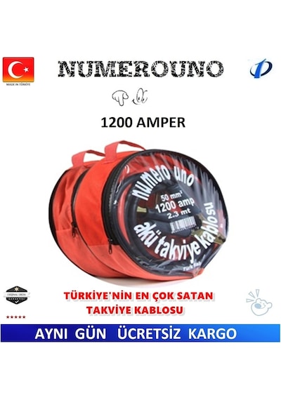 Akü Takviye Kablosu 50mm 1200 Amper 2.3 M Numereuno N11.38