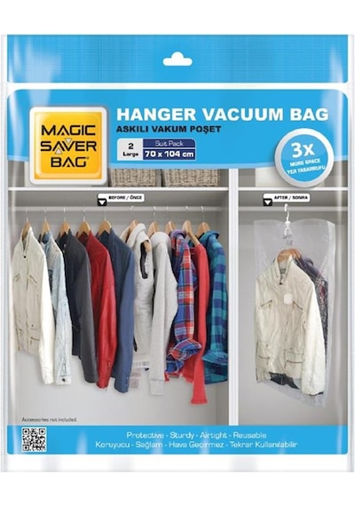 Magic Saver Bag 2'Li Askılı Vakumlu Poşet Large