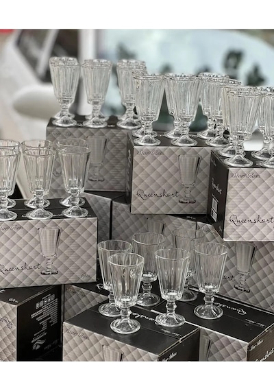 6 Lı Flüt Kahve Yanı Su Bardağı Kadeh Kupa Bardak 75ml