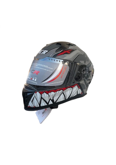 Ncr Visörlü M69 Ece22-06 Belgeli Kapalı Kask Robotik Dizayn Gri