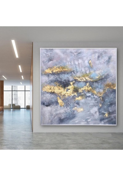 Dokulu Büyük Boy El Yapımı Yağlı Boya Tablo 123x125cm