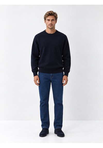 Xint Lacivert Regular Fit Bisiklet Yaka Pamuklu Sweatshirt 300291