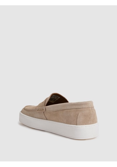Cacharel Bej %100 Deri Süet Loafer Ayakkabı