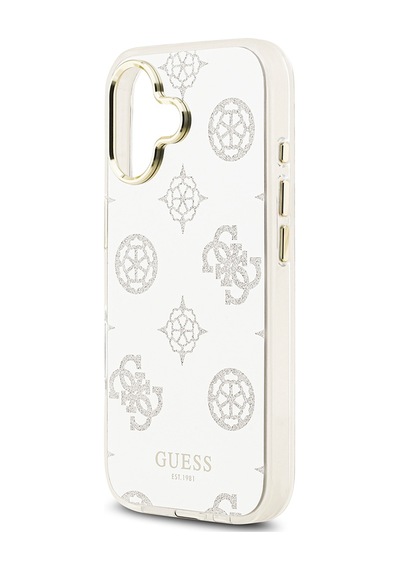 Apple Uyumlu iPhone 17 Kılıf Guess Lisanslı Metal Kamera Çerçeveli Simli Peony Aynalı Kapak Gümüş Gümüş