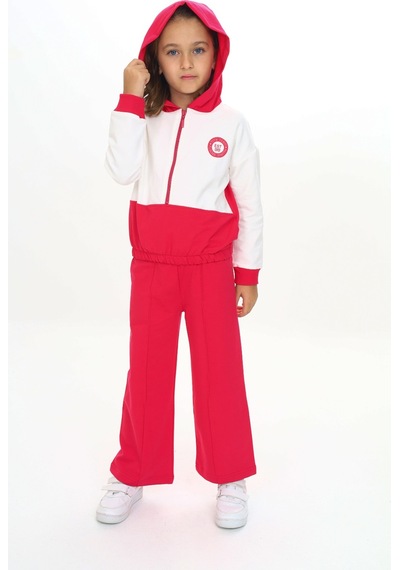 Toontoy Kids Toontoy Kız Çocuk Reglan Kol Kapüşonlu Gizli Cepli Eşofman Takım Koyu Fuşya