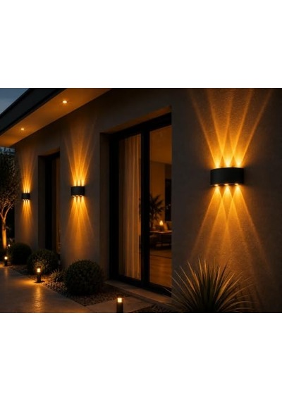 Dış Mekan Led Aplik 10 Watt Amber Cata Haiti 3'lü Aplik Ct-8011a / Bahçe, Balkon Ve Bina Cepheleri İçin Dekoratif T Çok Renkli