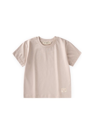 Cigit Etiket Detaylı T-shirt 2-10 Yaş Kum Kum Rengi