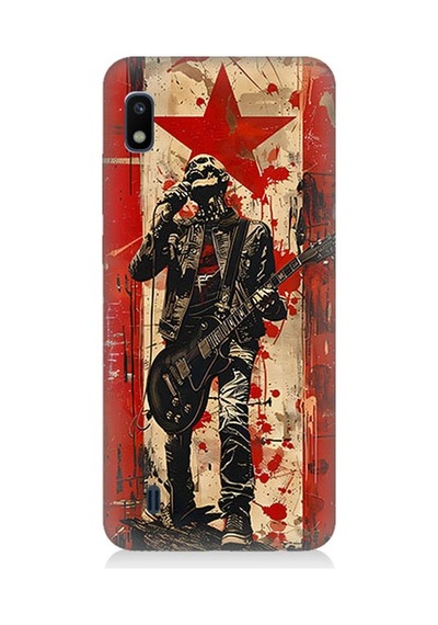 Samsung Galaxy A10 Uyumlu Kırmızı Gitar Desenli Silikon Kılıf