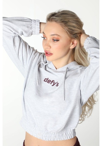 Defys Kadın Gri Melanj Baskılı Kapüşonlu Crop Sweatshirt - Mevsimlik Hoodie Gri Melanj - 497134715 Gri Melanj Defys Kadın Gri Melanj Baskılı Kapüşonlu Crop Sweatshirt - Mevsimlik Hoodie Gri Melanj - 497134715 Gri Melanj
