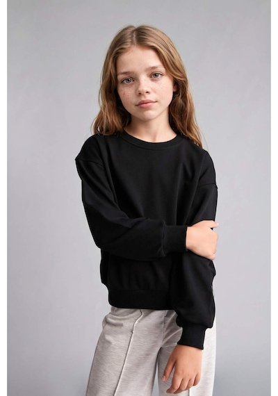 Defacto Relax Fıt Bisiklet Yaka Uzun Kollu Siyah Sweatshirt Kız Çocuk E6842a826aubk81 Siyah-bk81 Defacto Relax Fıt Bisiklet Yaka Uzun Kollu Siyah Sweatshirt Kız Çocuk E6842a826aubk81 Siyah-bk81