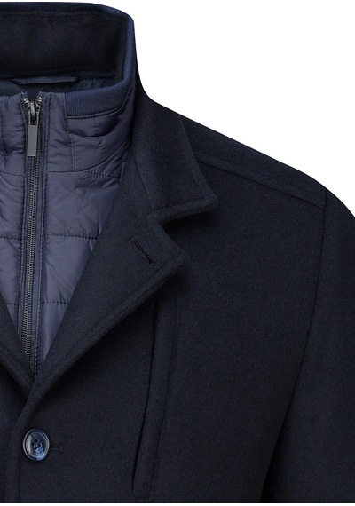 Hatemoğlu Lacivert Slim Fit Hakim Yaka İçlikli Kaşe Yünlü Palto 2982383 Lacivert