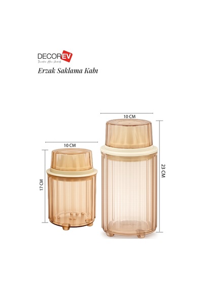 Decorev Erzak Saklama Kabı 900ml - 1300 Ml 6lı Set Kahverengi