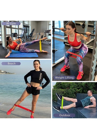 Premium 5 Adet Farklı Dirençte Pilates Squat Aerobik Bandı - Hafif,orta,sert Çalışma Lastiği-evde Spor Karın Çok Renkli