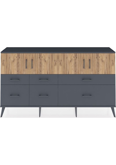 Arges Konsol 4 Raflı 6 Çekmeceli 4 Kapaklı 176x30x99 Antrasit-çam/antrasit Atlas Çam/antrasıt - Antrasıt Arges Konsol 4 Raflı 6 Çekmeceli 4 Kapaklı 176x30x99 Antrasit-çam/antrasit Atlas Çam/antrasıt - Antrasıt