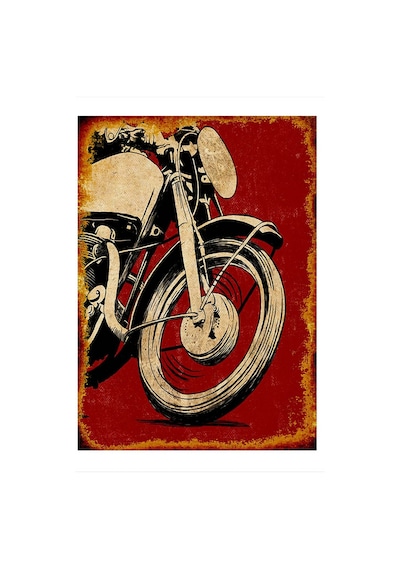 Bedeko Kırmızı Fon Motosiklet Model Ahşap Tablo 25 Cm X 35 Cm