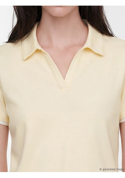 Lcw Comfort Sarı Polo Yaka Kadın Tişört
