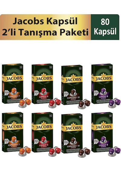 Jacobs Kapsül 2'li Tanışma Paketi 80 Kaspül Kapsül Kahve