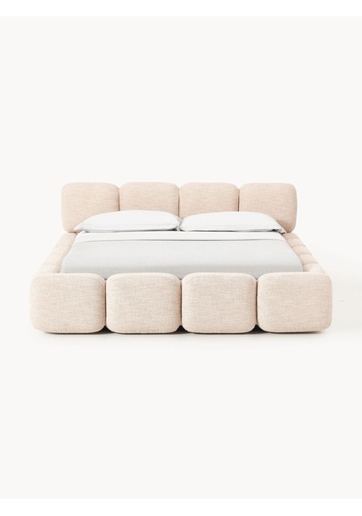 Most Oktagon Bazalı Mdf Karyola 180x200 Bej Bukle Kumaş İşbir Kuştüyü Sünger Evinize Teslim 180 x 200