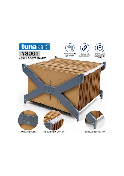 Tuna Kart Y8001 Askılı Dosya Havuzu Demir Çubuk Sert Plastik Gövdeli 1 Adet