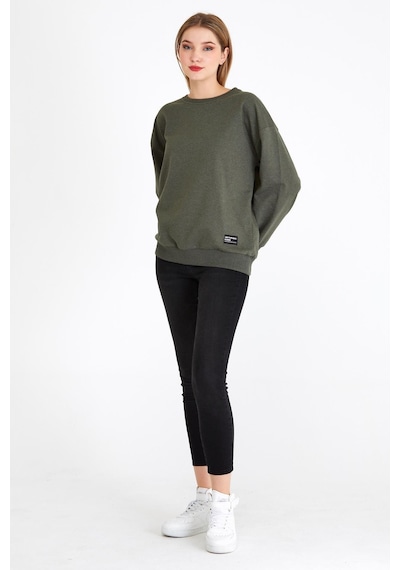 Comeor Kadın Haki Basic Bisiklet Yaka Regular Fit Rahat Sweatshirt 001