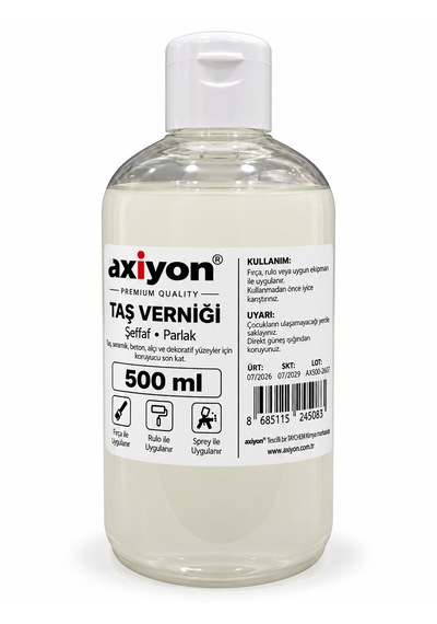 Axiyon Taş Verniği 500 Ml Şeffaf Parlak Su Bazlı Koruyucu Vernik