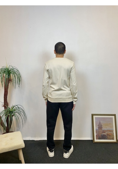 Süperlife Erkek Bisiklet Yaka Slim Fit İnce Sweatshirt Spr 20k17 Bej