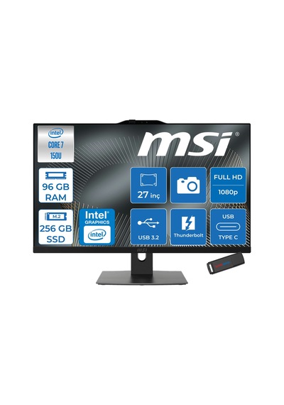MSI MODERN AM272P 1M-1205XTRF36 Core 7 150U 96 GB 256 GB SSD 27" Free Dos AIO Masaüstü Bilgisayar