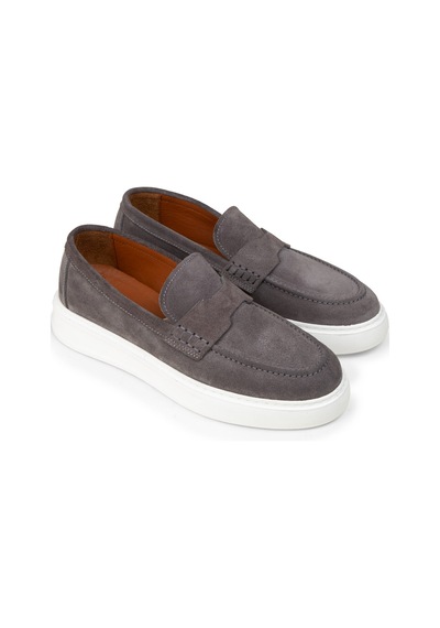 Deery Erkek Hakiki Süet Gri Loafer Ayakkabı - 02043mgrıp01 Gri
