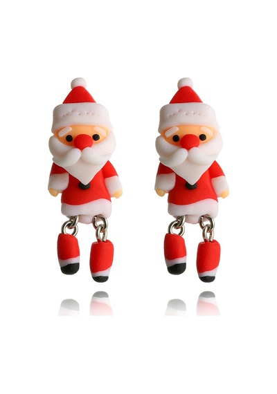 El İşi Kırmızı Noel Baba Küpe - Şenlikli Noel Kızların Hediye Takı Çok Renkli