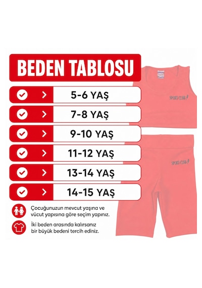 Rony Pony Kids Kız Çocuk Neon Kırmızı Crop Üst Ve Uzun Şortlu Mayo Takımı - 2 Parça
