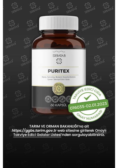 Erbatab Puritex (Kişniş - Spirulina - Brokoli - Klorella) 60 Kapsül