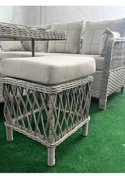Petra Rattan 3 1 1 Masa 2puf Bahçe Balkon Mobilyası,vizon