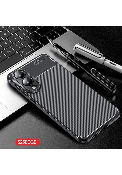 Samsung Galaxy Uyumlu S25 Edge Kılıf Karbon Desenli Yumuşak Silikon Tank