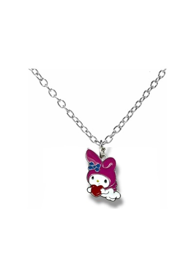 Fantasy Magic My Melody Kalp Taşıyan Figürlü Kolye 60 Cm Zincirli Pembe Anime Takı Çok renkli