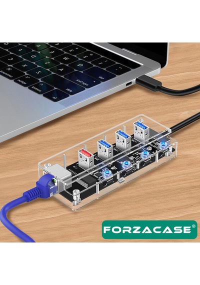 Type-c To 4 Port Usb Çoğaltıcı 1 Port Ethernet Hub Adaptör Fc829