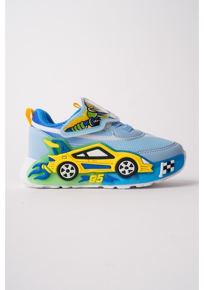 Muggo Car Cırtlı Arabalı Ve Işıklı Günlük Çocuk Sneaker Spor Ayakkabı Mavi